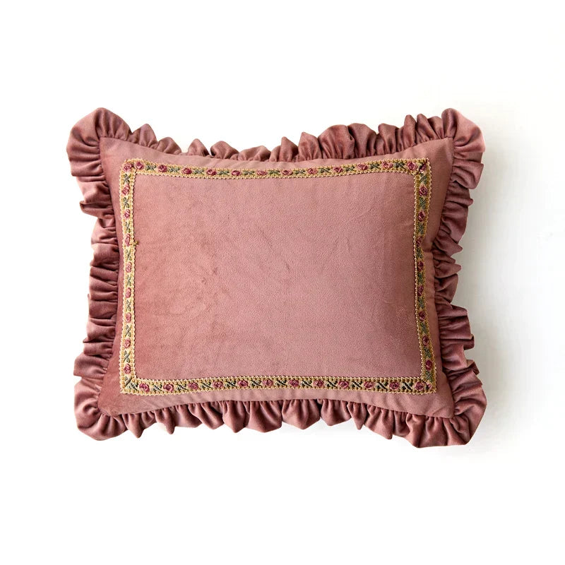 Green Chenille Lumbar Pillow