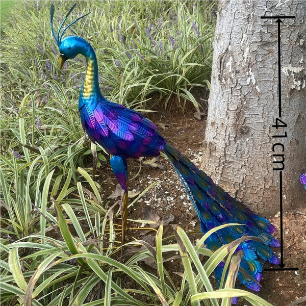 Peacock Statue Sculpture Handmade Crafts Ornament Animal Figurine Standing Posture Collectible Peacock Figurine Garden Craft