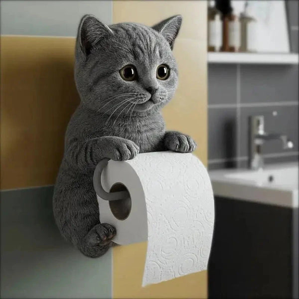 Cat Toilet Paper Holder Cat Toilet Roll Holder Wall Mounted Roll Rack Cute Dispenser for Dorm Home RV Restroom Travel Kitchen DSers Fulfillment