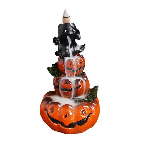 Handmade Halloween Pumpkin Backflow Incense Burner Waterfall