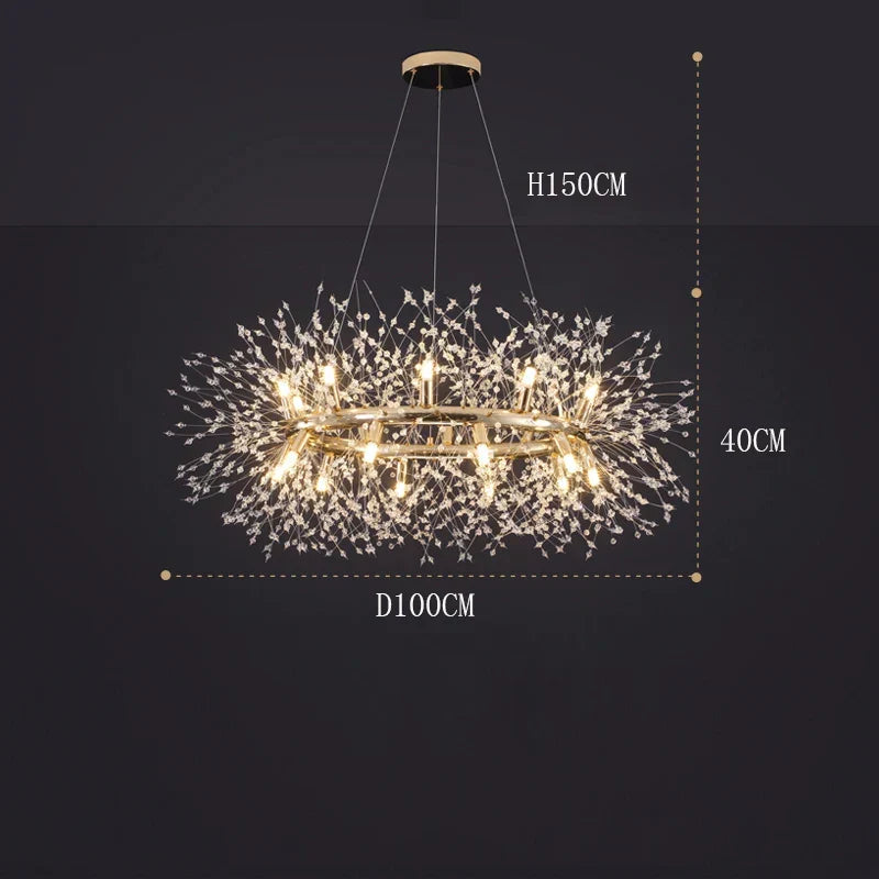 Gold Sculptural LED Chandelier 20-Head Artistic