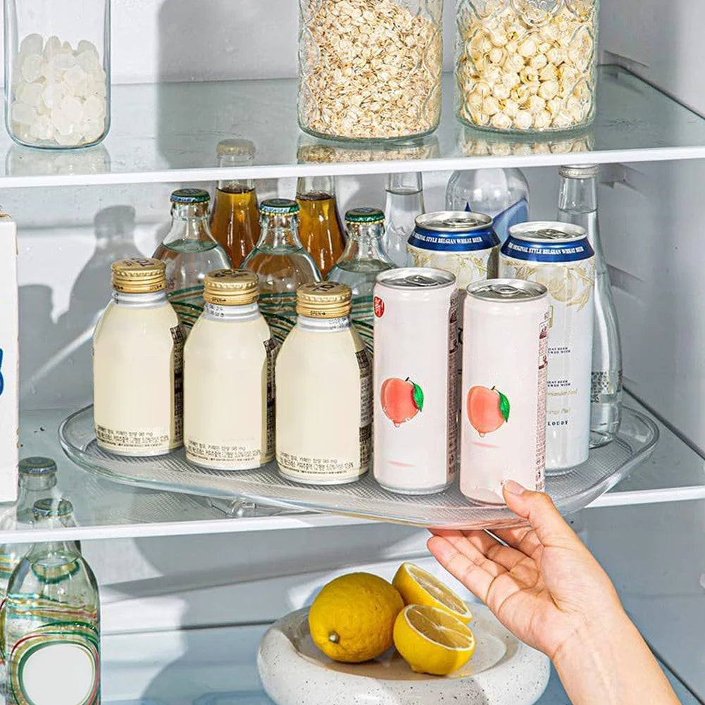 Turntable Organizer Lazy Susan For Refrigerator 360 Rotatable Rectangle Storage Rack Clear Turntable Rack For Kitchen Cabinet