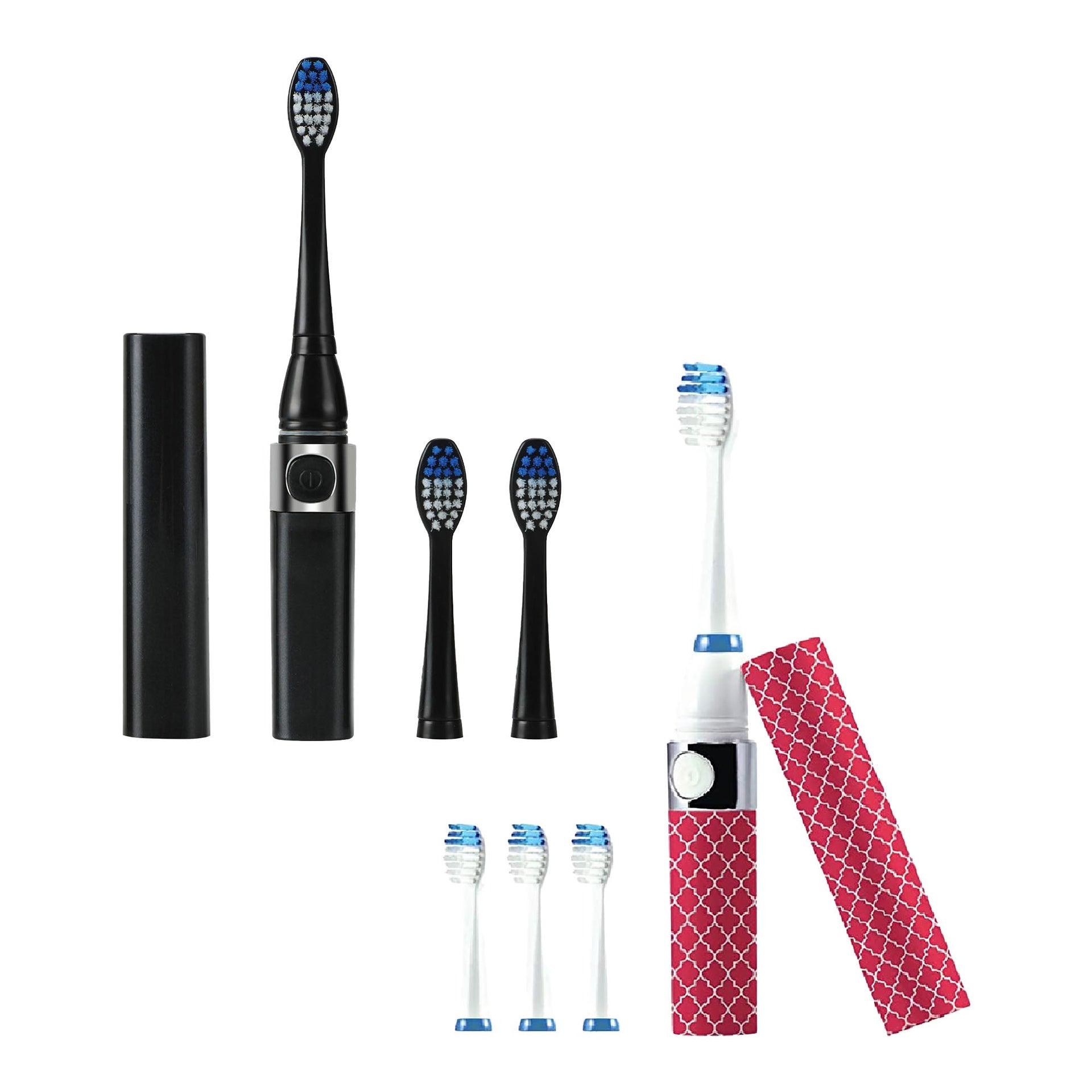 Pursonic Black & Pink Portable Sonic Toothbrush Bundle – Powerful On-the-Go Oral Care with 2 Travel-Ready Toothbrushes and Extra Brush Heads