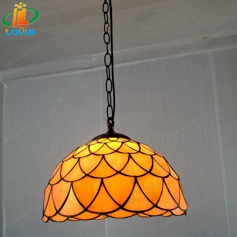 12-inch American-style Embankment Flower Chandelier Tiffany Style Milk Tea Shop Coffee Restaurant Glass Lighting E27 230V 220V