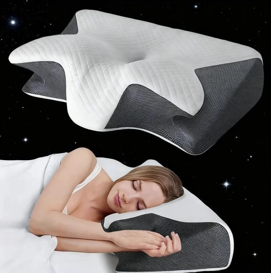 New  2 in 1 Ergonomic Neck Horn Pillow for Side Back Stomach Sleepers Contoured Design Shoulder Relaxation Soft Yet Firm Support