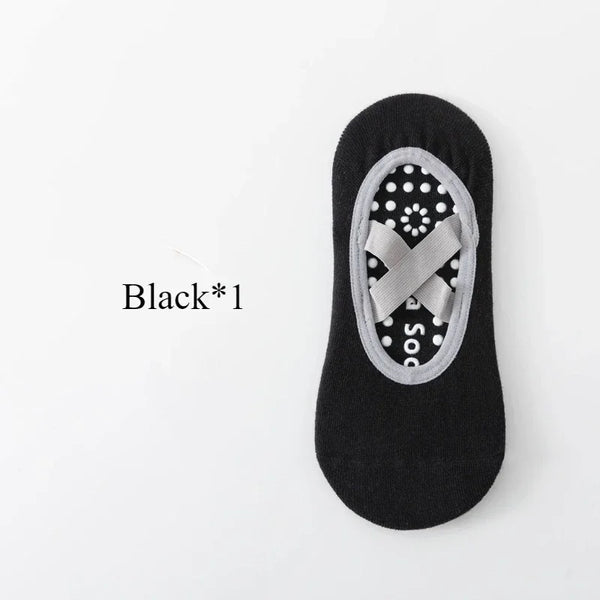1/ 4Pair Professional Women Yoga Sock Silicone Anti-slip Ballet Pilates Socks Women Backless Breathable Bandage Yoga Sport Socks