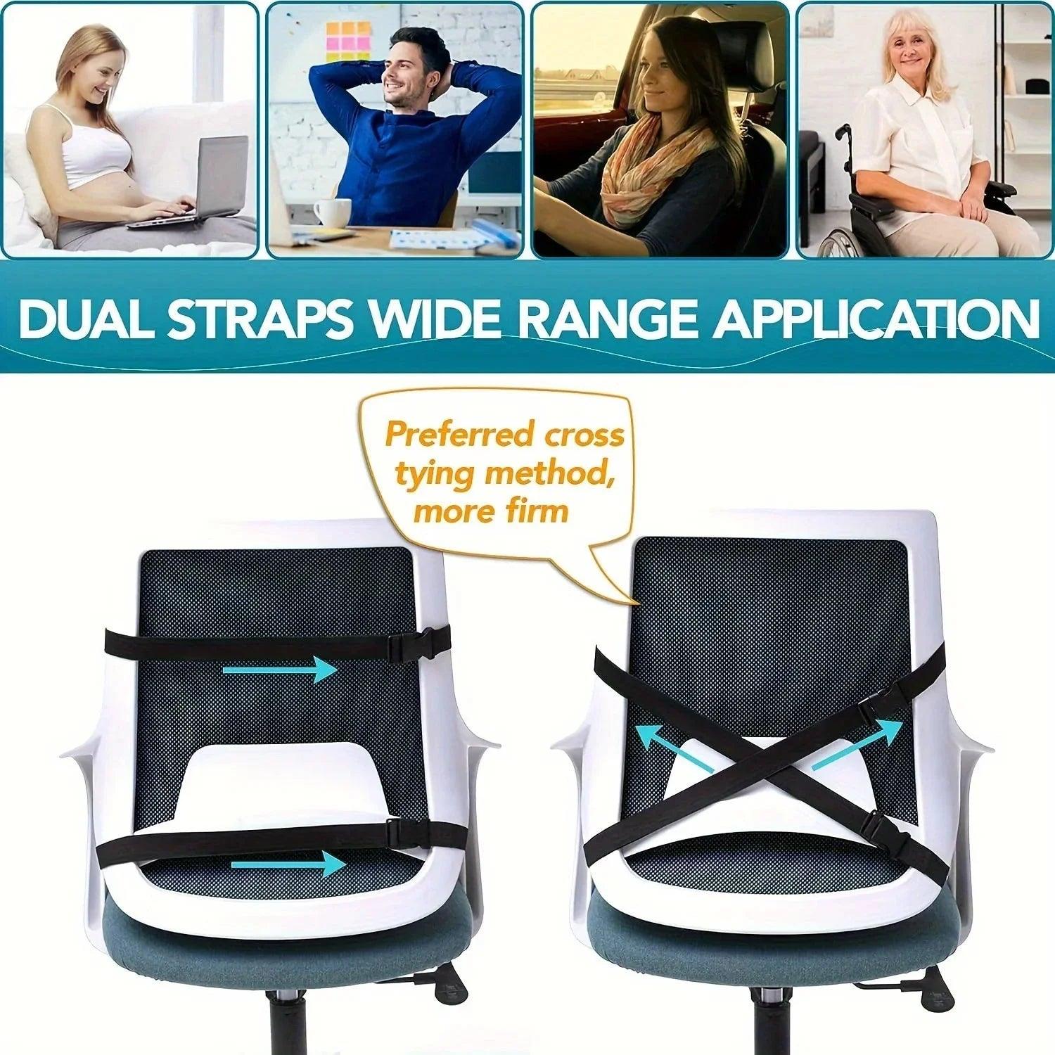 Ergonomic Memory Foam Lumbar Support Cushion – Back Pillow for Office Chair, Car, and Home Use