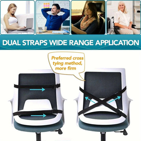 Ergonomic Memory Foam Lumbar Support Cushion – Back Pillow for Office Chair, Car, and Home Use