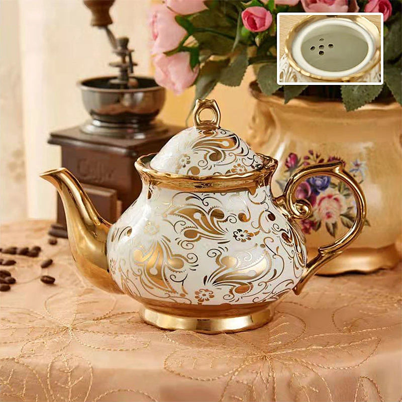 900ML European British Teapot  Porcelain High-Capacity Tea Pot With Filter Luxury Teaware Heat Resistant Kettle Pot Ceramic