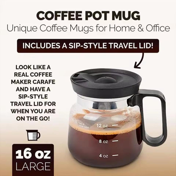 16oz Coffee Pot Style Mug Glass Mug