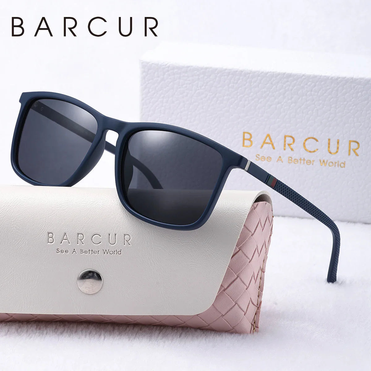 BARCUR Polarized Square Frame Sunglasses for Men and Women – Timeless Fashion UV400 Wave Point Design Casual Style Durable PC Eyewear for Summer Outdoor Driving Travel and Gift Giving