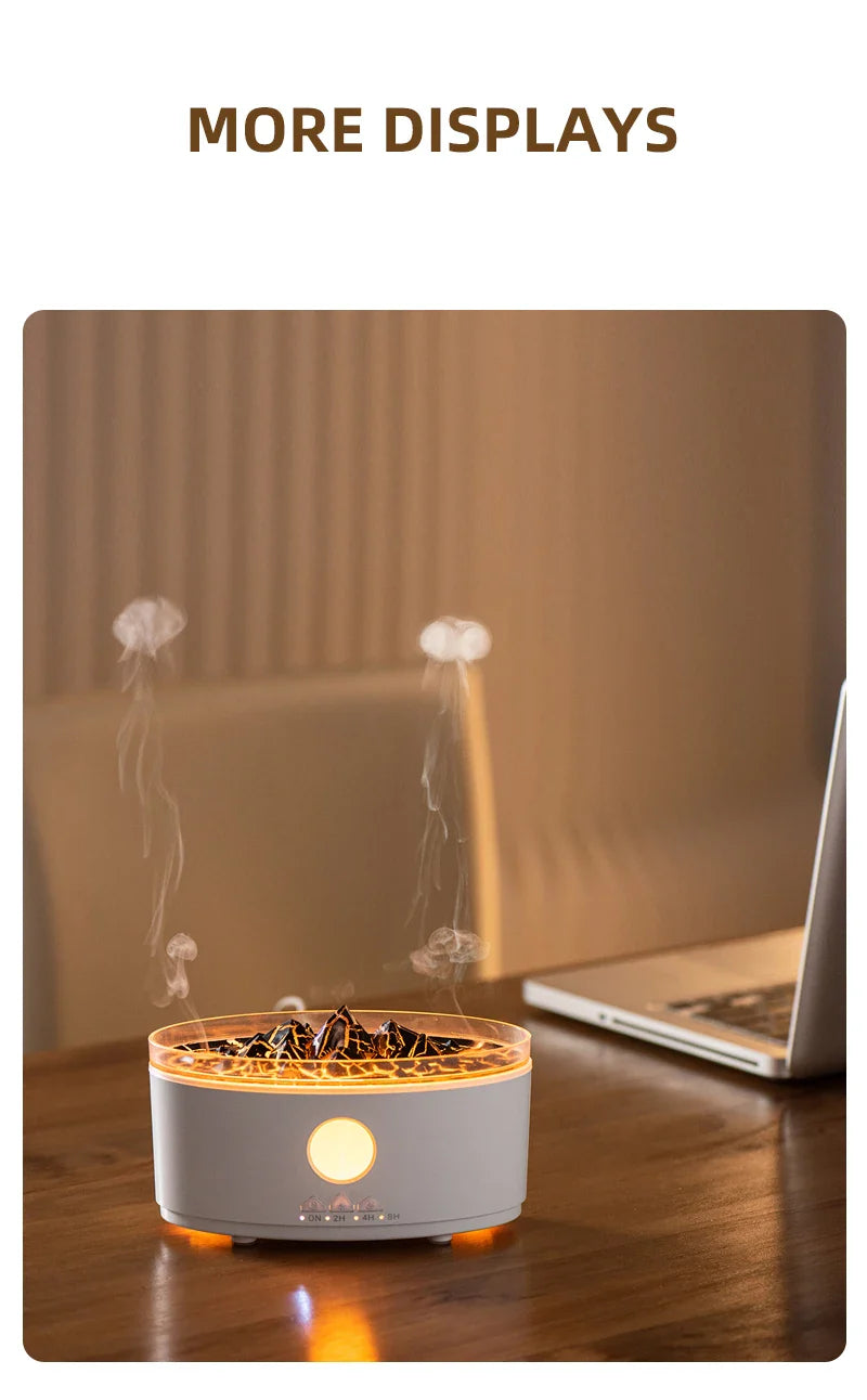 Volcano Aromatherapy Diffuser | Flame & Jellyfish Mist | 300ml