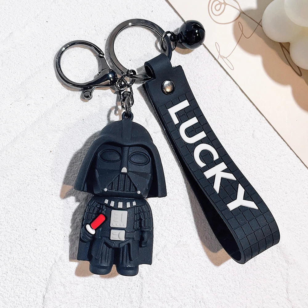 Disney Movie Star Wars Keychain Darth Vader Imperial Stormtrooper Yoda Baby Doll Keyrings Key Holder for Boys Gifts