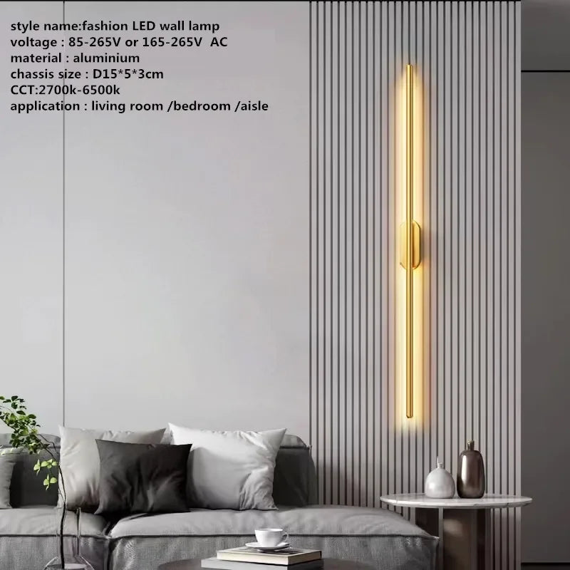 Gold Tube Wall Sconce 100cm Corridor Design