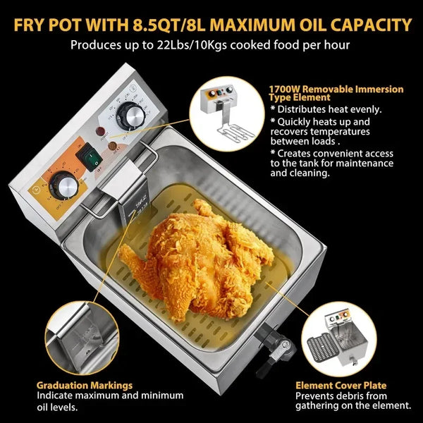 Electric Countertop Commercial Deep Fryer for Restaurant and Home  Cooking Appliances
