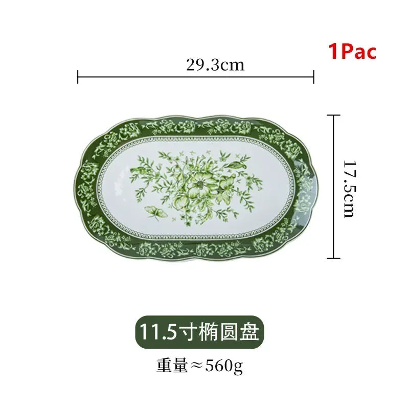 New vegetable plate ceramic fish plate retro tableware set combination