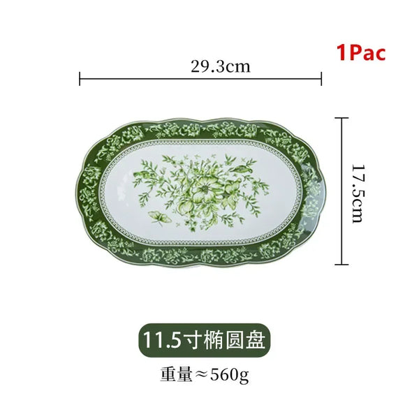 New vegetable plate ceramic fish plate retro tableware set combination