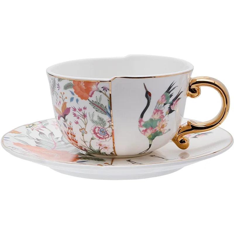 Rabbit Chinese Ceramic Exquisite Classical Coffee Cup and Saucer Set Plate English Afternoon Tea Set Combining Chinese Western