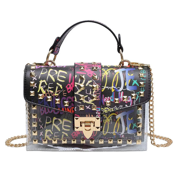 Fashion Shoulder Bag for Ladies High Quality Women Studded Graffiti Crossbody Bags Female Luxury Designer Summer Handbags OneLoveCanada