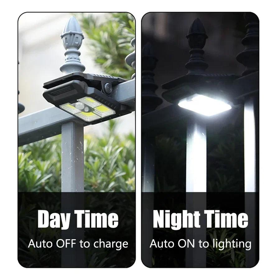 Outdoor LED Solar Clip Light  Portable Waterproof Body Sensor Lamp Courtyard Garden Lamp Patio Home Camping Wall Lights