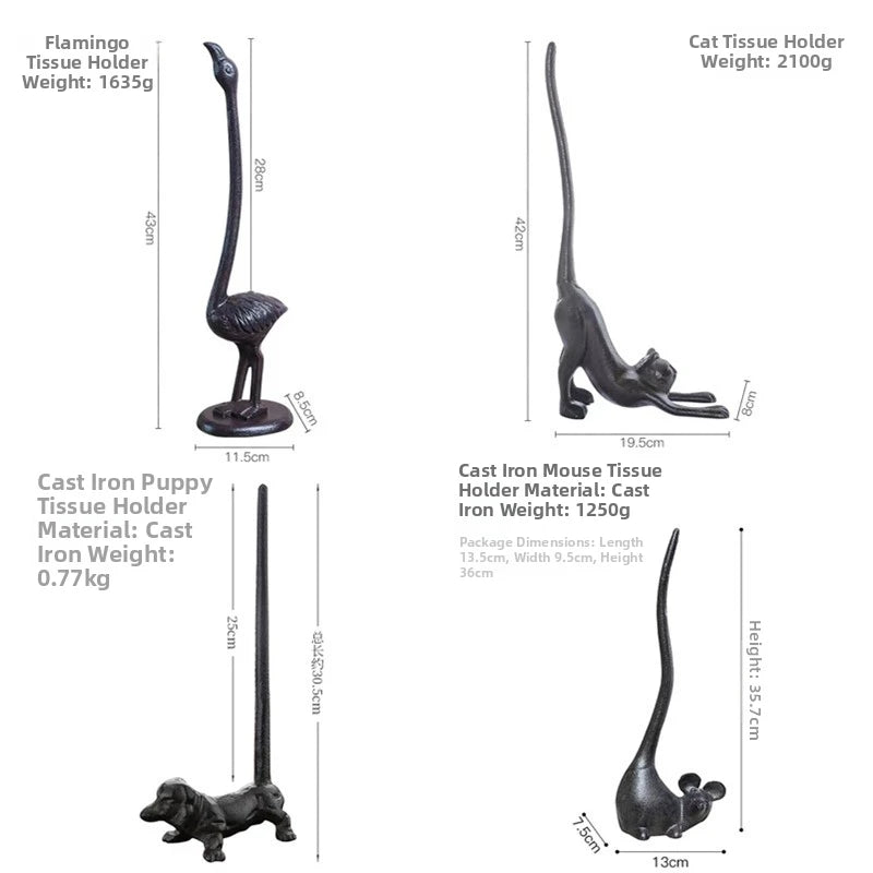Cast Iron Animal Paper Towel Holder