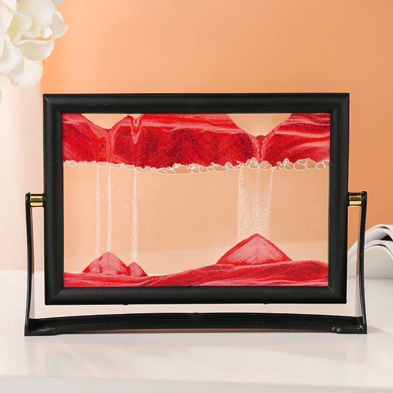 Rotatable Moving Sand Art Picture Square Glass Hourglass 3D Sandscape in Motion Quicksand Hourglass Creativity Home Decor Gifts