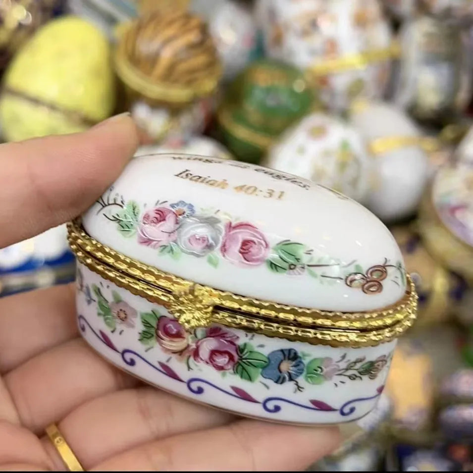 Ceramics Flower Jewelry Storage Box Vase Flower Basket Jewelry Case Storage Jewelry Organizer Display Gifts Home Decor Ornament