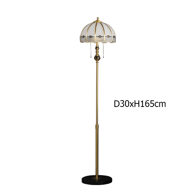 Vintage All Brass Floor Lamp LED American New Chinese Living Room Sofa Side Lamp European Bedroom Bedside Floor Lamp