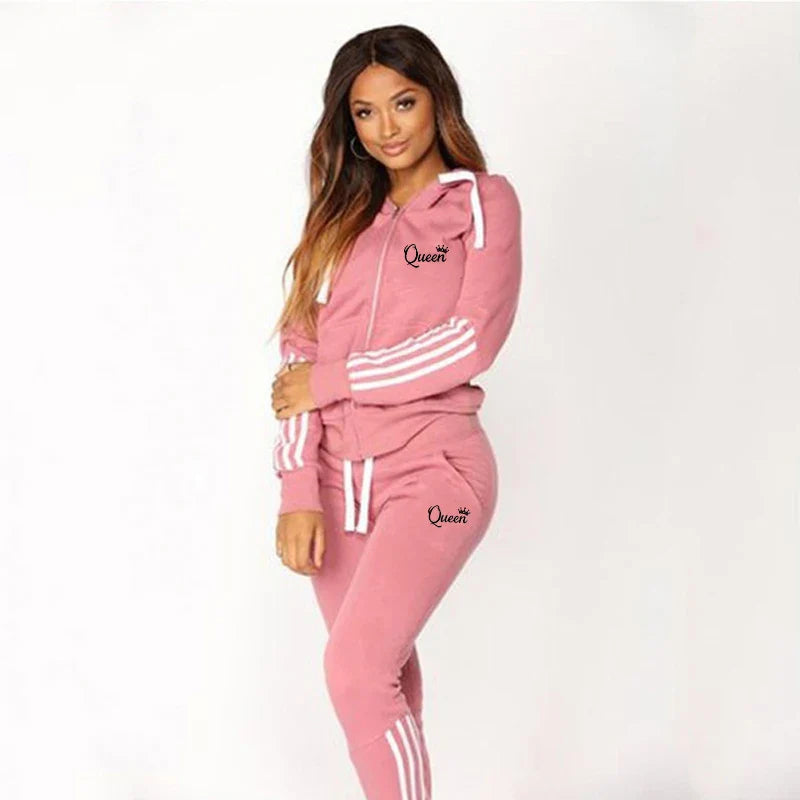 Hot Women's Fashion Tracksuit Striped Hoodies and Jogger Pants Ladies Daily Casual Clothes OneLoveCanada