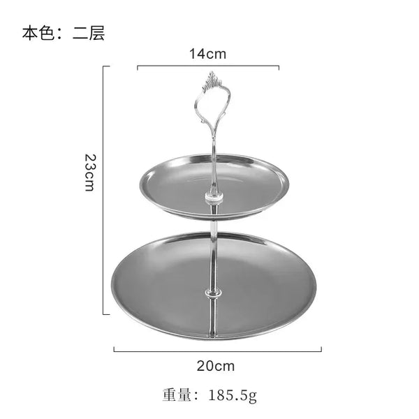 Three-layer Stainless Steel Cake Tray, Cake, Snack Plate, Birthday, Wedding Party Dessert Stand, Table Dessert Display Stan