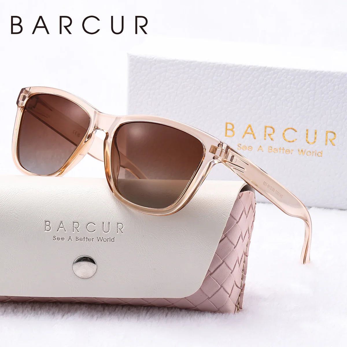 BARCUR Fashion Energetic Polarized Sunglasses for Women – Transparent Lightweight PC Frame Oval UV400 Protection Ladies Holiday Sun Glasses with Stylish Mirror Lens and Elegant White Gift Box – Perfect for Travel Beach & Summer Outings