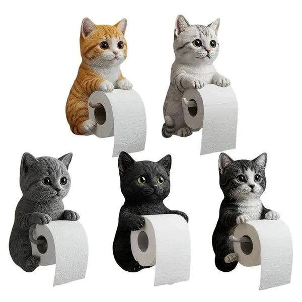 Cat Toilet Paper Holder Cat Toilet Roll Holder Wall Mounted Roll Rack Cute Dispenser for Dorm Home RV Restroom Travel Kitchen DSers Fulfillment