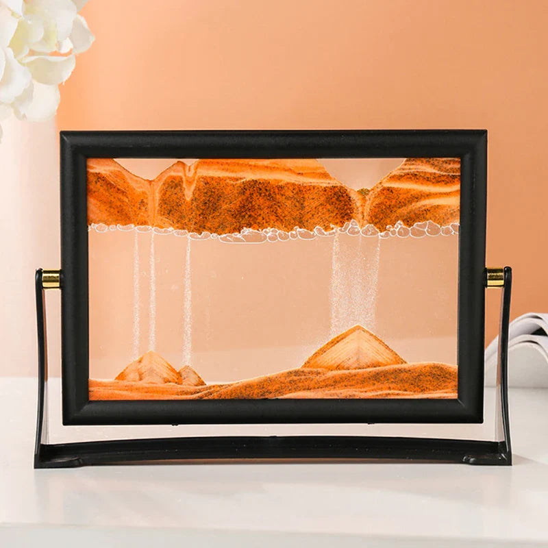 Rotatable Moving Sand Art Picture Square Glass Hourglass 3D Sandscape in Motion Quicksand Hourglass Creativity Home Decor Gifts