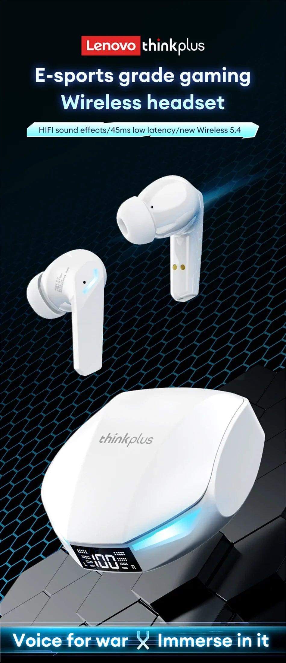 Lenovo XT53 Gaming Headset LED Digital Display Wireless Sport Earbuds HD Call Low Latency Headphones Waterproof GM2 Pro Upgraded