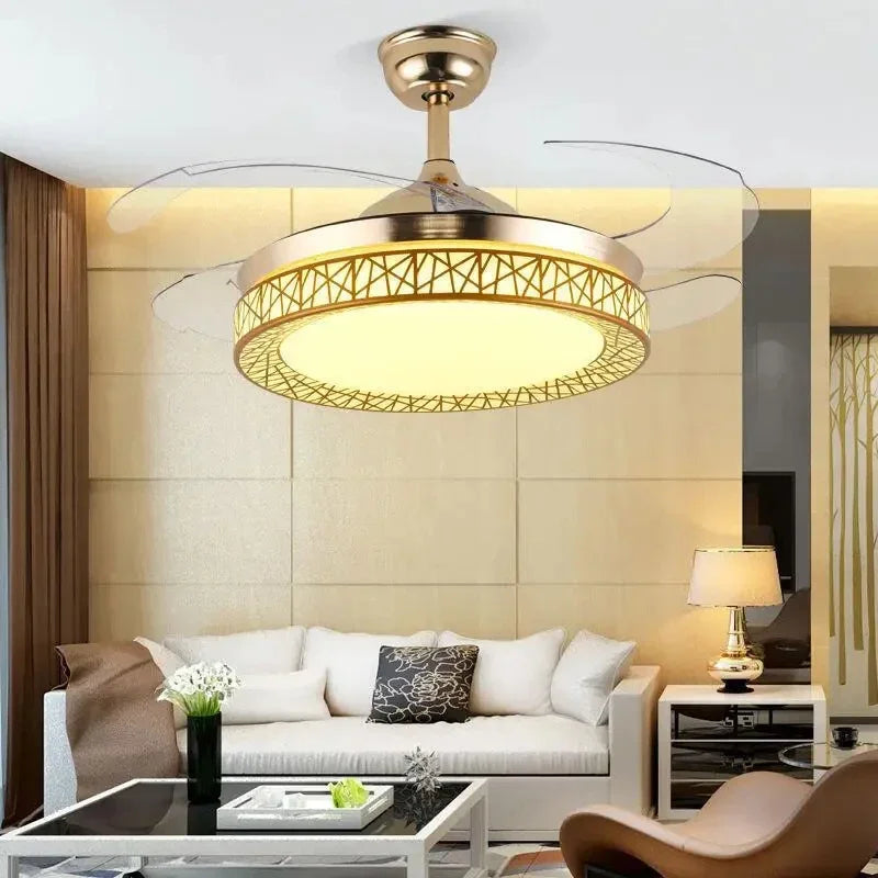 DecorBites™ Gold Ceiling Fan Lights Remote Control 36/42inch Dining Bedroom Living Luminaria Decorbites