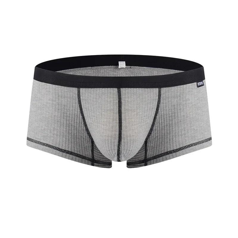 Men's Underwear Personalized Design Low Waist Boxers Pack Breathable Single Layer U Convex Pouch Boxershorts Men