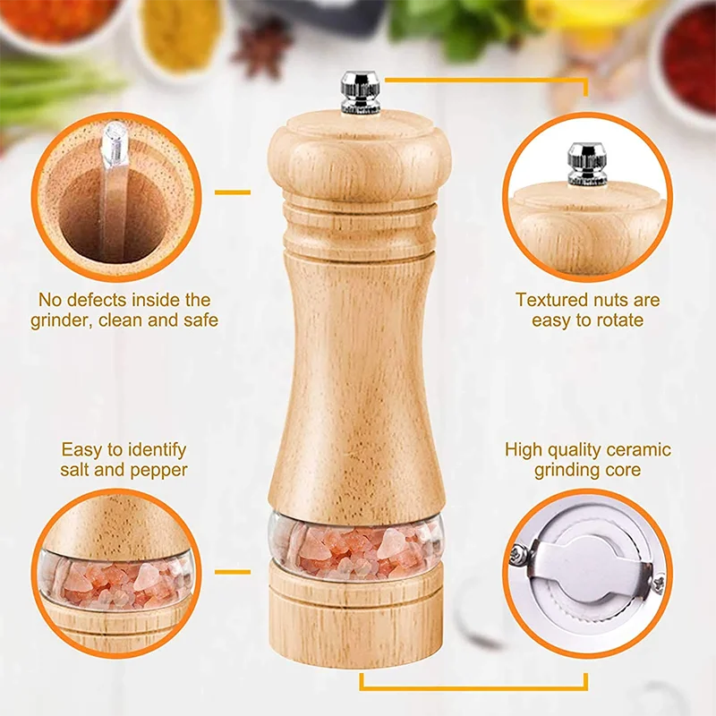 Acacia Wood Salt and Pepper Grinder Set