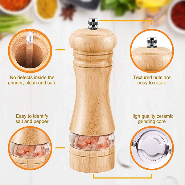 Acacia Wood Salt and Pepper Grinder Set