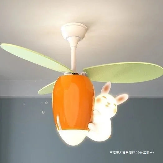 DecorBites™ Kids Room Rabbit Carrot Helicopter Ceiling Fan Lamp Boy Girl Bedroom Decorbites