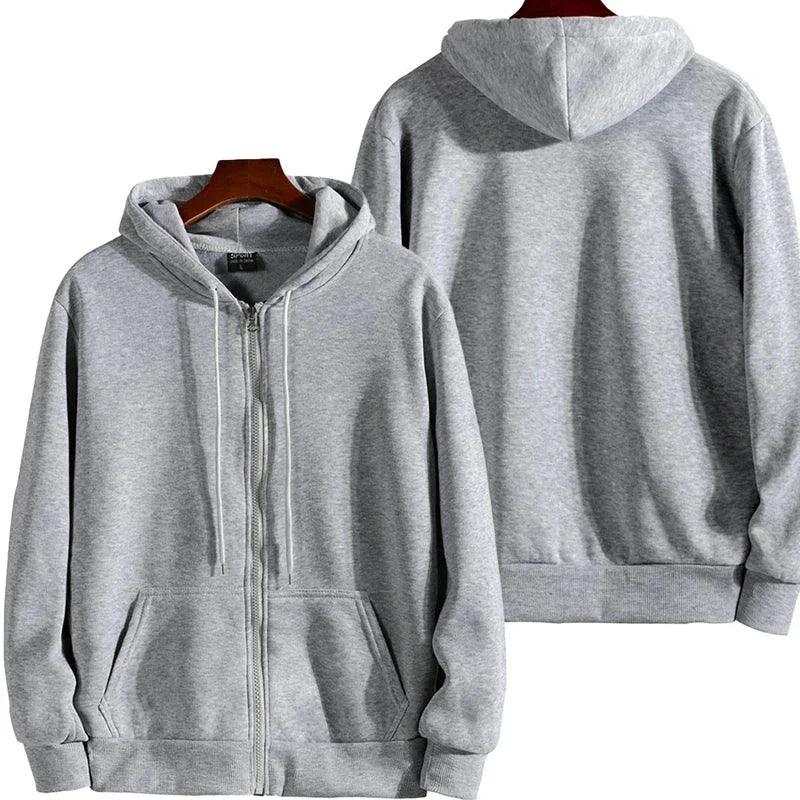 Men’s Casual Zipper Hoodie – Autumn Winter Long Sleeve Hooded Sweatshirt for Daily Wear & Sports