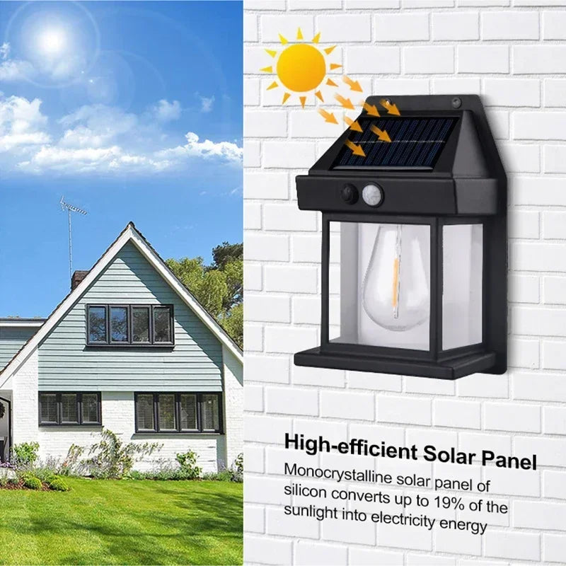1~4Pcs Outdoor Solar Wall Lamp Waterproof Tungsten Filament Lamp Induction Lamp Household Light Garden Wall Light