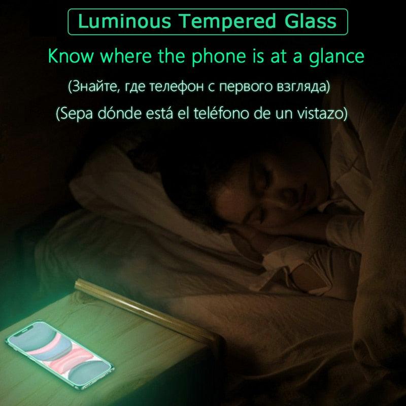 3Pcs Luminous Screen Protectors for iPhone 14 11 Pro Max 12 Mini XR X XS Glowing Tempered Glass for IPhone 13 Pro MAX 8 7 Plus Tempered-Glass Screen Protector Compatible with iPhone