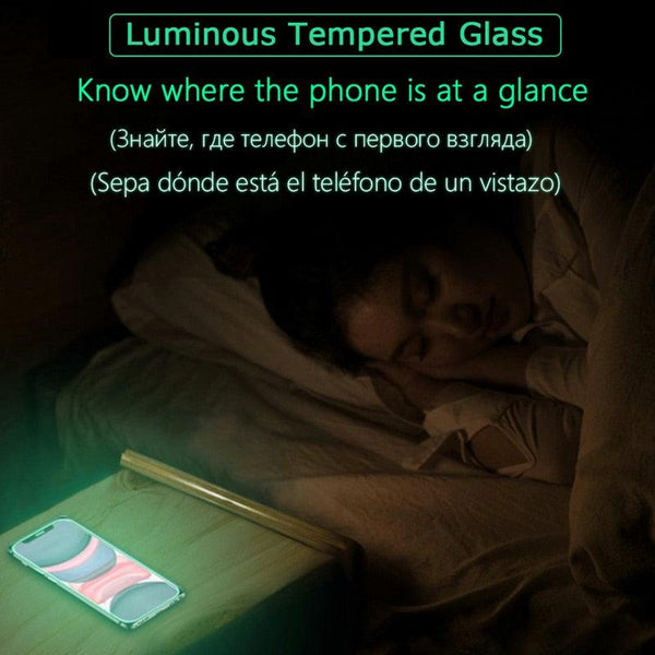 3Pcs Luminous Screen Protectors for iPhone 14 11 Pro Max 12 Mini XR X XS Glowing Tempered Glass for IPhone 13 Pro MAX 8 7 Plus Tempered-Glass Screen Protector Compatible with iPhone