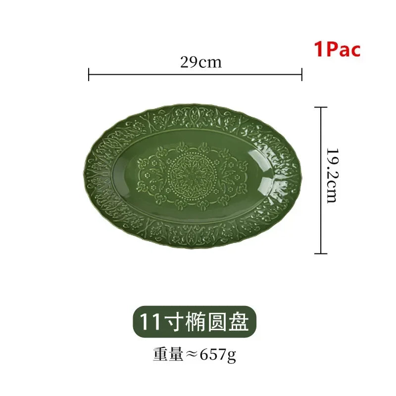 New vegetable plate ceramic fish plate retro tableware set combination