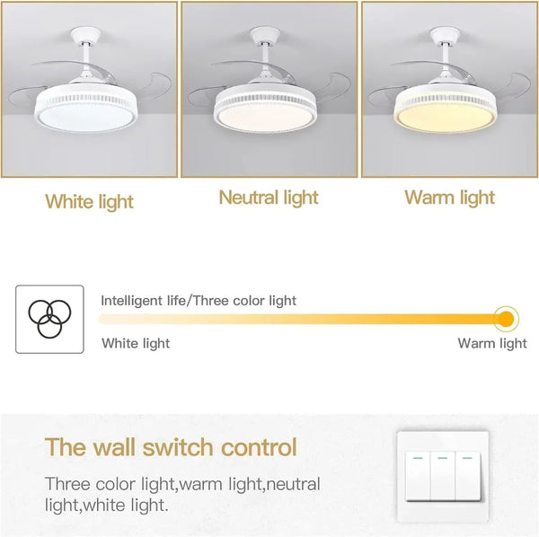 DecorBites™ LED Bladeless Ceiling Fan Chandelier for Modern Smart Home Decor Decorbites