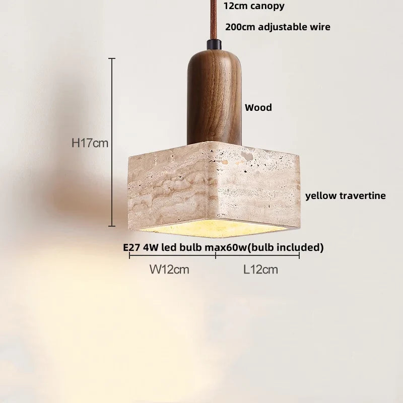 Aluminum LED Pendant Light Travertine E27 Base