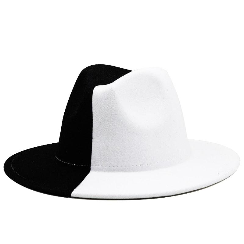 Black White Modern Unisex Fedora Hat Women Unisex Wide Brim Party Cowboy Cap Men Gentleman Wedding Hat Two Colors Fedora Hat Solid Color Wide Brim Winter Autumn Hat