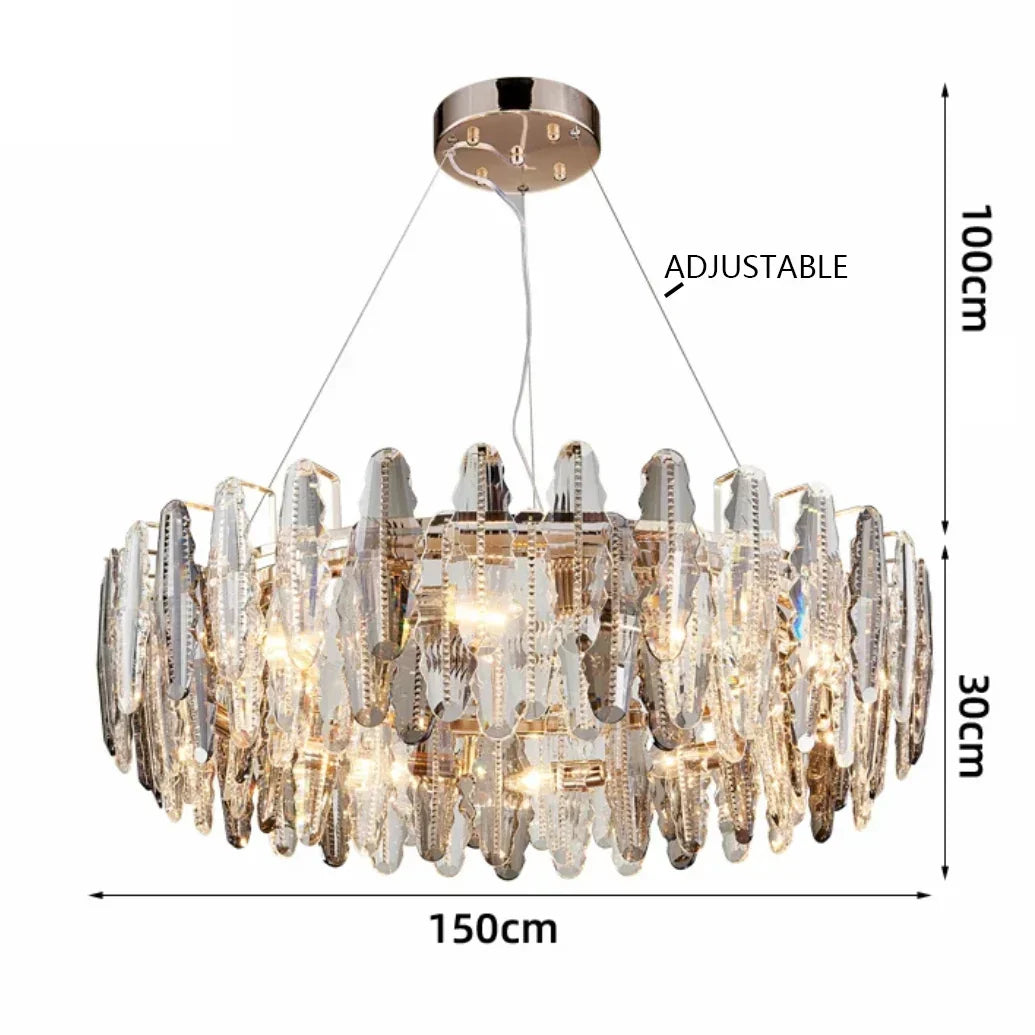 Crystal Leaf Chandelier 150cm Duplex Design