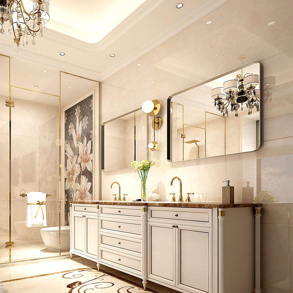 30x20inch Glossy Brushed Silver Rectangle Bathroom Mirror Ennovanest Limited