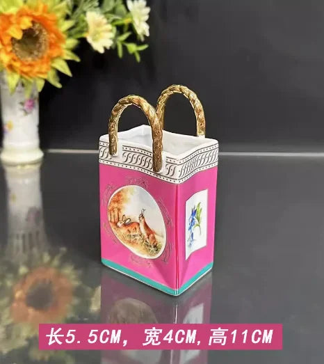 Cartoon 3D Relief Colorful Handdrawn Flower Tank Jar Jewelry Box Ring Box Tin Milk Jug Vase Tableware Household